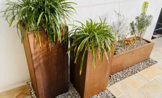 Pots en acier corten à Pleumeleuc