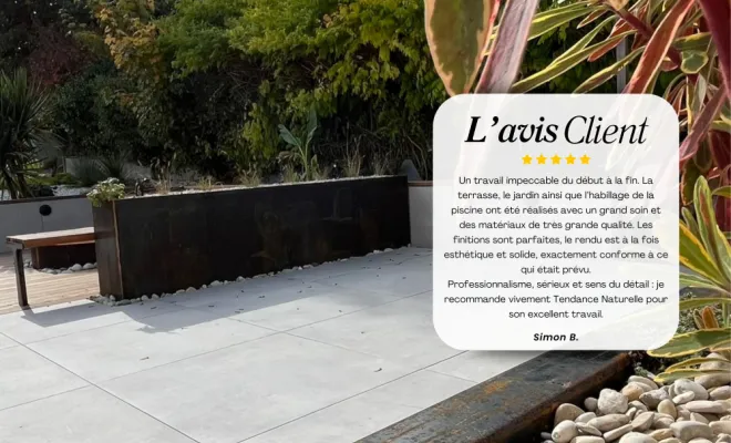 Un travail impeccable du début à la fin. La terrasse, le jardin ainsi que l’habillage de la piscine ont été réalisés avec un grand soin et des matériaux de très grande qualité. Les finitions sont parfaites, le rendu est à la fois esthétique et solide, exactement conforme à ce qui était prévu. Professionnalisme, sérieux et sens du détail : je recommande vivement Tendance Naturelle pour son excellent travail.